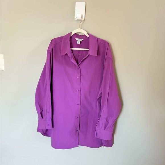 Athleta • Purple Oversized Poplin Button Up Shirt Sz 2X Jazzy Purple Casual Fall - Picture 6 of 14